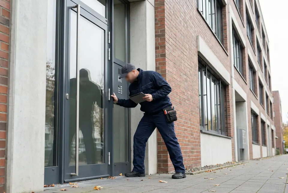 Beispielhafte Darstellung: Gepflegter Eingangsbereich eines Gewerbeobjekts