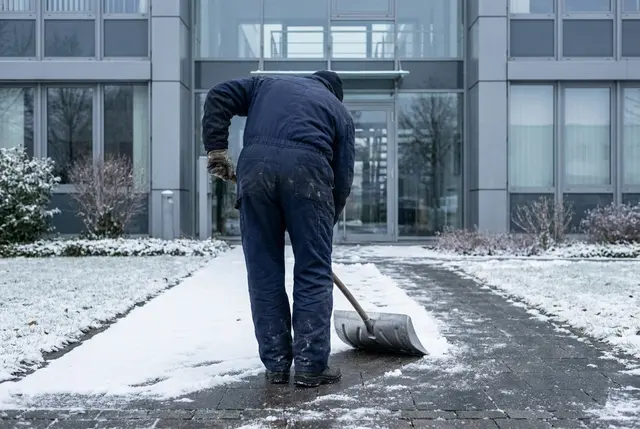 Beispielhafte Darstellung: Winterdienst an einem Gewerbeobjekt